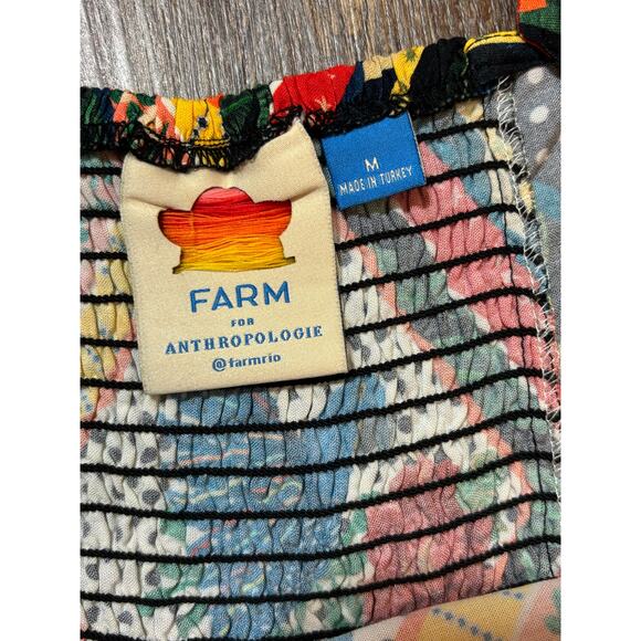 FARM Rio x Anthropologie Carmen peplum tank top blouse parrot print tie shoulder - Picture 7 of 10